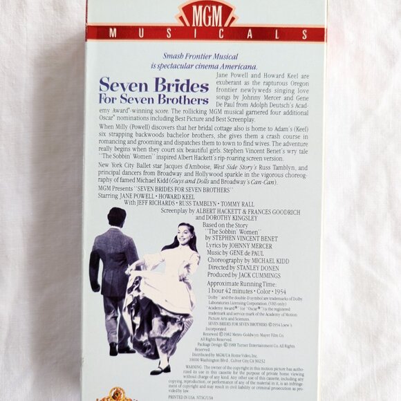 3/$15 Seven Brides for Seven Brothers VHS tape Jane Powell Howard Keel Musical - Picture 3 of 6
